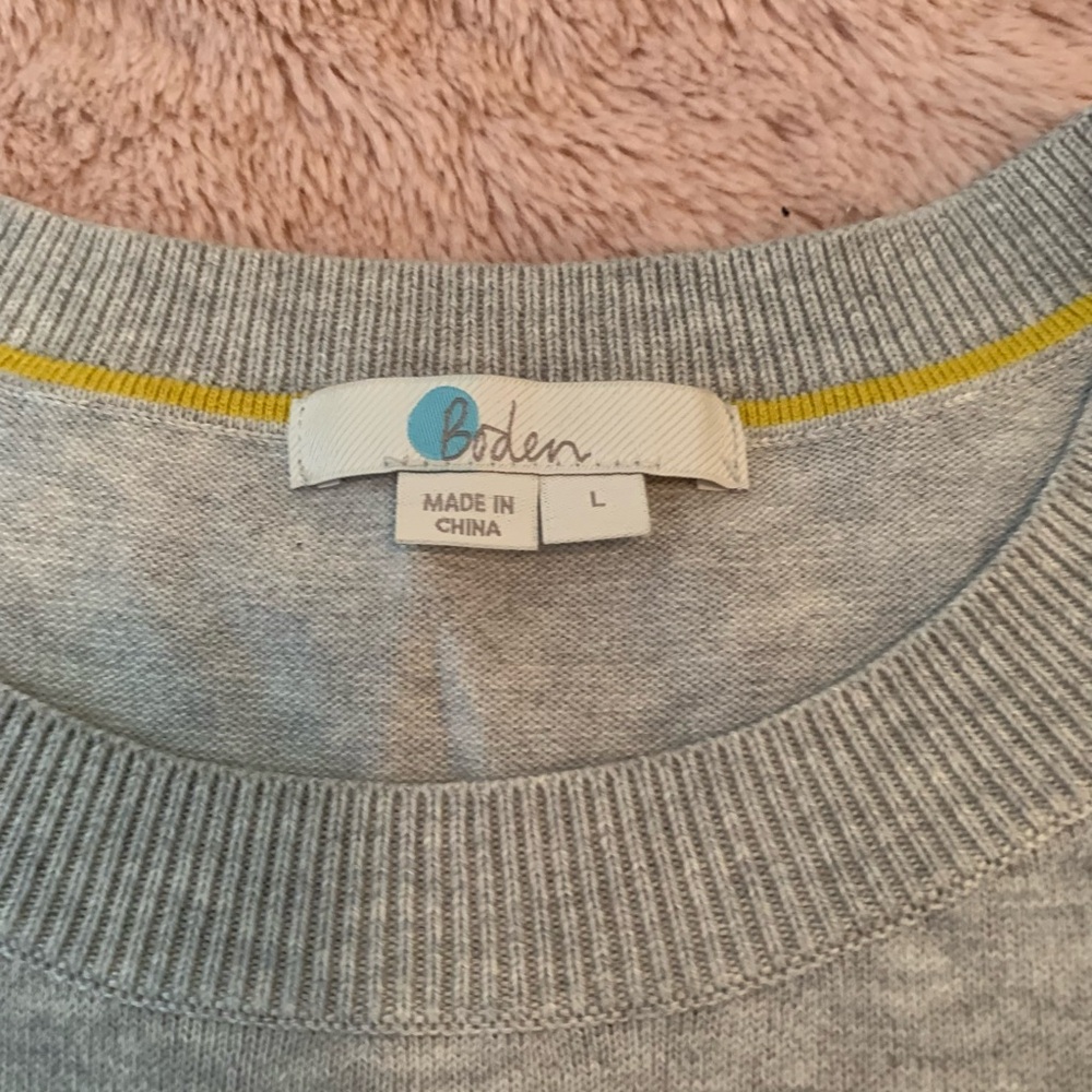 Boden Gray Women's Sweater large, long sleeve crewneck cotton